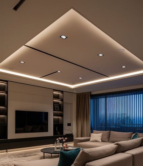 Design interior de forro de sala em drywall com acabamento refinado